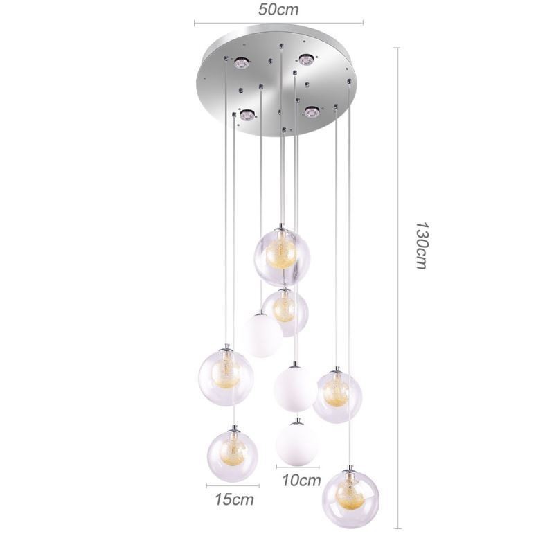 Pendelleuchte Glas Cluster Deckenleuchte Gold Nickel Gebürstet+Milchglaskugel