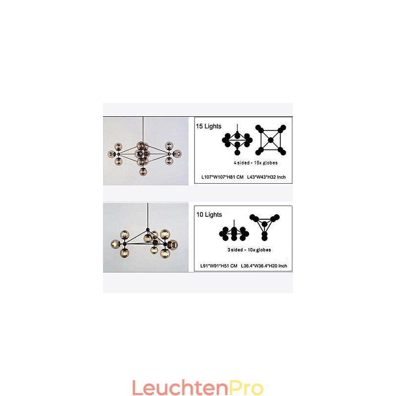 Kronleuchter 15 Lichter Glaskugel Lichter Retro Outdoor Garage Metall