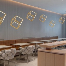 Postmoderne Pendelleuchte, geometrisches Gold-Hängelicht