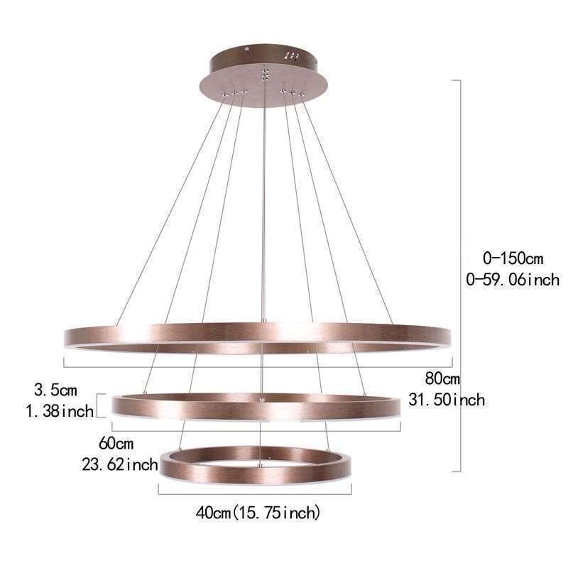 Pendelleuchte Zeichnung Handwerk 3 Ringe Lampe 80+60+40cm