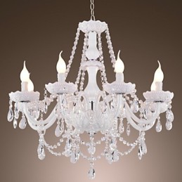 Kronleuchter Weiß Kristall Modern Living 8 Lichter