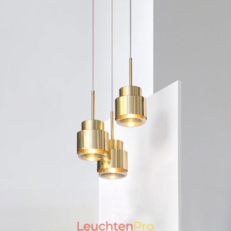 Postmoderne Glas Pendelleuchte Goldene Zylinderlampe Helle Beleuchtung