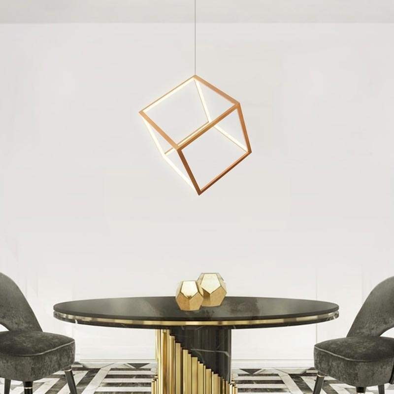 Postmoderne Pendelleuchte, geometrisches Gold-Hängelicht