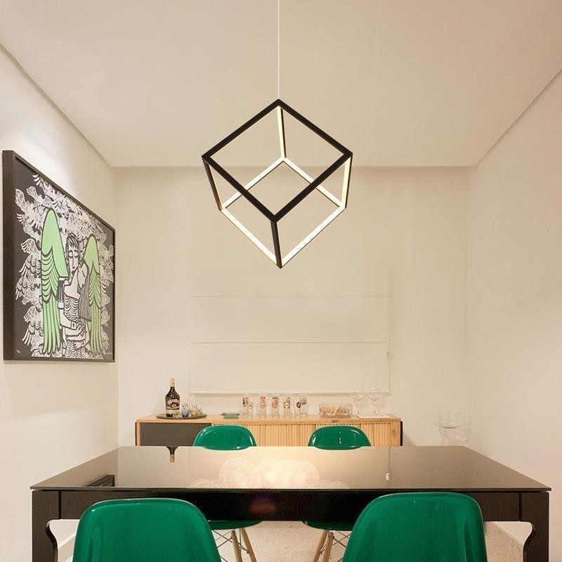 Schwarze Pendelleuchte Geometric Cube Lighting LBY18069