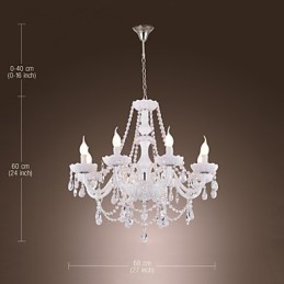 Kronleuchter Weiß Kristall Modern Living 8 Lichter