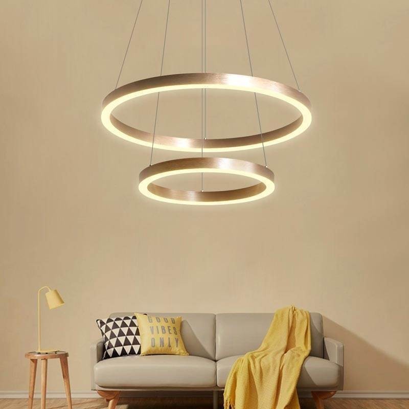 Pendelleuchte Zeichnung Handwerk 2 Ringe Lampe 60+40cm
