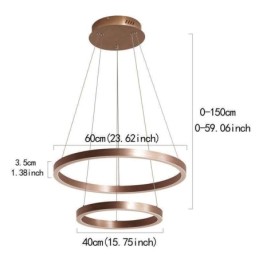 Pendelleuchte Zeichnung Handwerk 2 Ringe Lampe 60+40cm