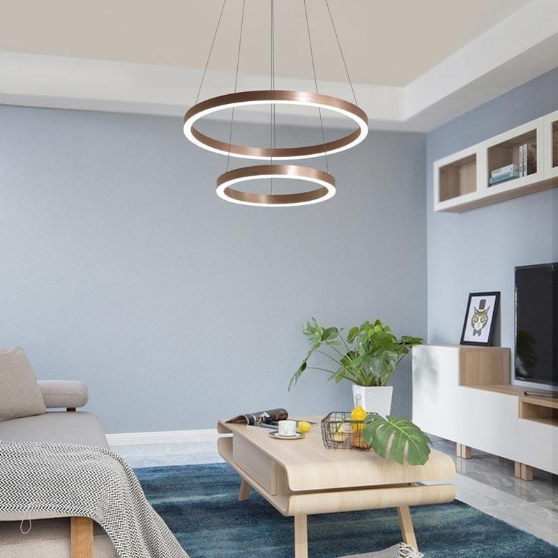 Pendelleuchte Zeichnung Handwerk 2 Ringe Lampe 60+40cm