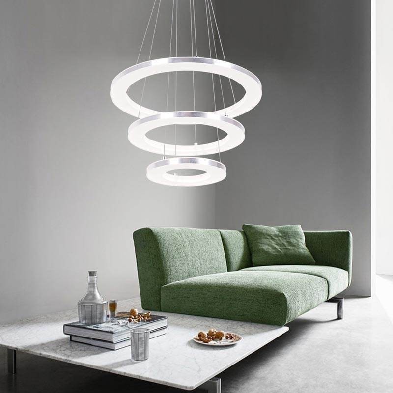 Moderne Pendelleuchte Acryl 3 Ringe Lampe 40+30+20cm