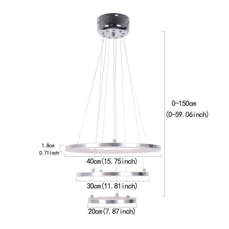 Moderne Pendelleuchte Acryl 3 Ringe Lampe 40+30+20cm
