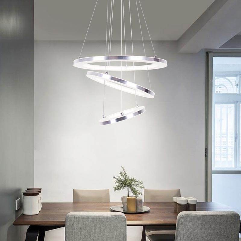 Moderne Pendelleuchte Acryl 3 Ringe Lampe 40+30+20cm