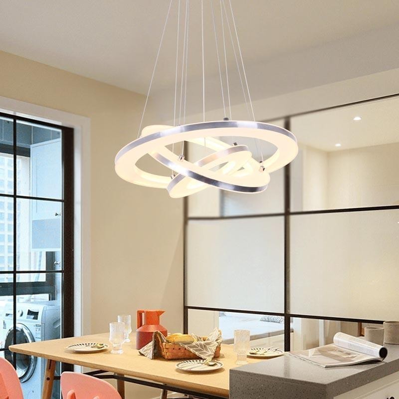 Moderne Pendelleuchte Acryl 3 Ringe Lampe 40+30+20cm