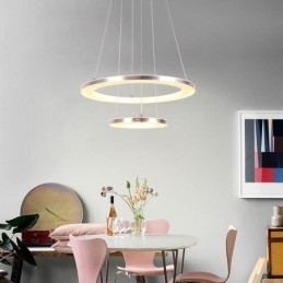 Moderne Pendelleuchte Acryl 2 Ringe Lampe 40+20cm