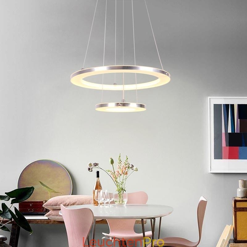 Moderne Pendelleuchte Acryl 2 Ringe Lampe 40+20cm