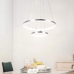 Moderne Pendelleuchte Acryl 2 Ringe Lampe 40+20cm