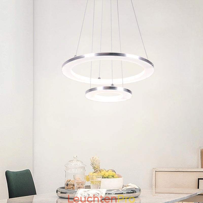 Moderne Pendelleuchte Acryl 2 Ringe Lampe 40+20cm