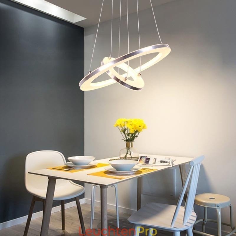 Moderne Pendelleuchte Acryl 2 Ringe Lampe 40+20cm
