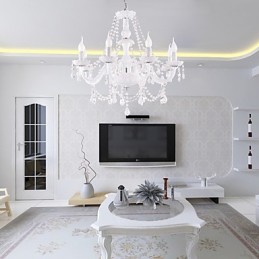 Kronleuchter Weiß Kristall Modern Living 8 Lichter