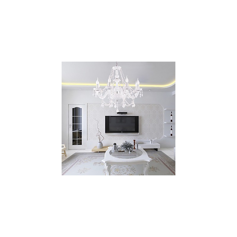 Kronleuchter Weiß Kristall Modern Living 8 Lichter