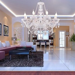 Kronleuchter Weiß Kristall Modern Living 8 Lichter