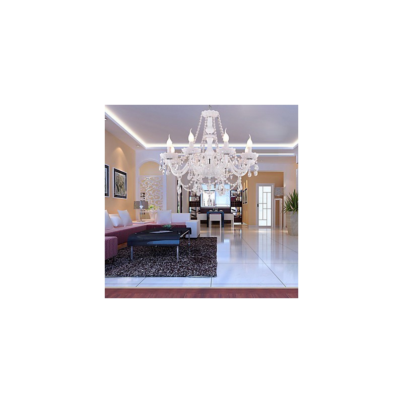 Kronleuchter Weiß Kristall Modern Living 8 Lichter