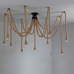 Retro-Stil 6 10 Köpfe Pendelleuchte Hanfseil Kronleuchter Vintage Deckenleuchte