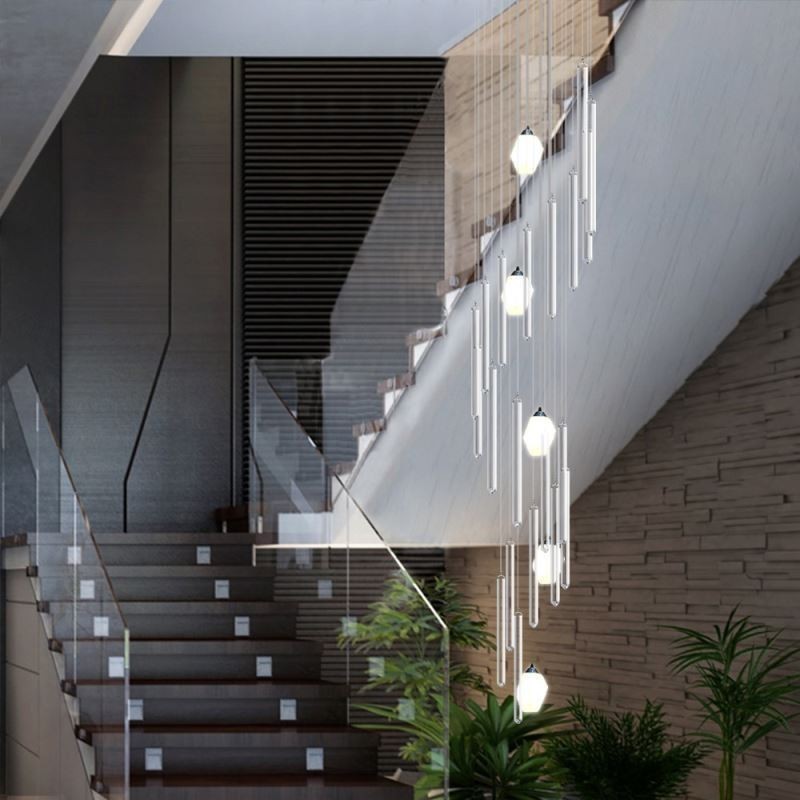 Cluster Pendelleuchte Moderne Große Anhänger Kristall Kronleuchter Duplex Treppe