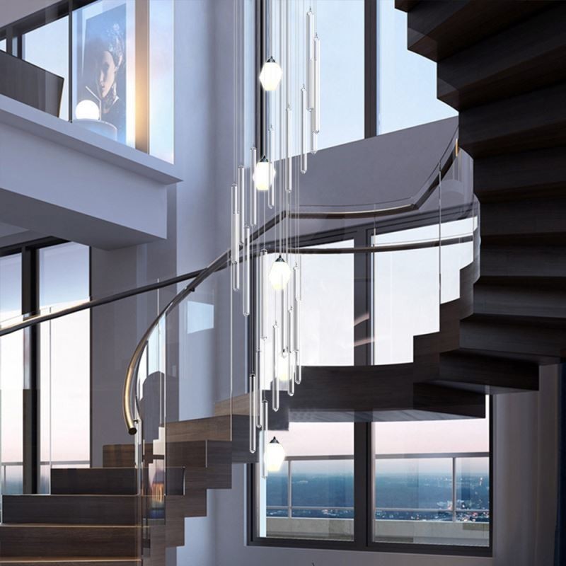Cluster Pendelleuchte Moderne Große Anhänger Kristall Kronleuchter Duplex Treppe