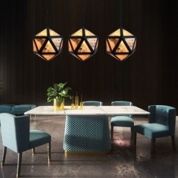 Geometrische Pendelleuchte in Rautenform, durchscheinendes 3D-Design