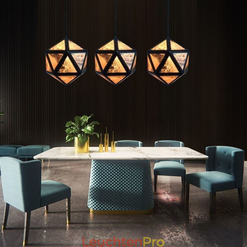 Geometrische Pendelleuchte in Rautenform, durchscheinendes 3D-Design