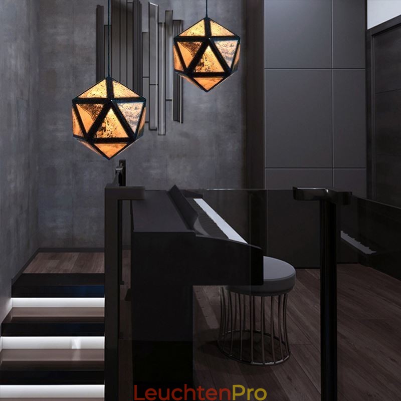 Geometrische Pendelleuchte in Rautenform, durchscheinendes 3D-Design