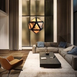 Geometrische Pendelleuchte in Rautenform, durchscheinendes 3D-Design