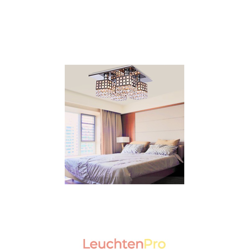 Kronleuchter Modern Kristall Edelstahl Wohnzimmer 4 Lichter