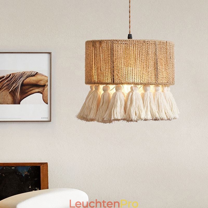 Hanfseil Pendelleuchte Retro Dekoration Deckenleuchte Quaste Lampenschirm