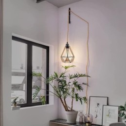 Retro Pendelleuchte Hanfseil Deckenleuchte 5M Hängedraht