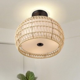Deckenleuchte, rund, 32 cm, aus Papierseilstoff, 3 Lichter