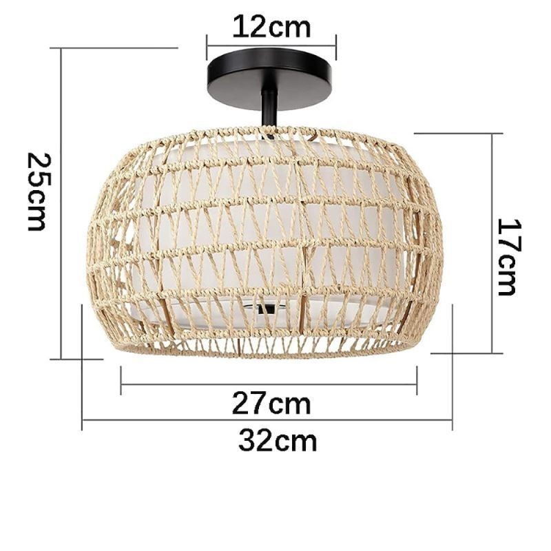 Deckenleuchte, rund, 32 cm, aus Papierseilstoff, 3 Lichter