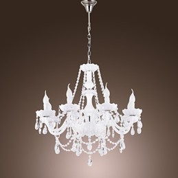 Kronleuchter Weiß Kristall Modern Living 8 Lichter