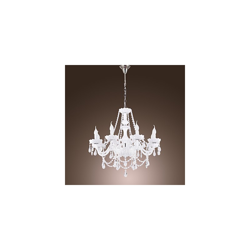 Kronleuchter Weiß Kristall Modern Living 8 Lichter