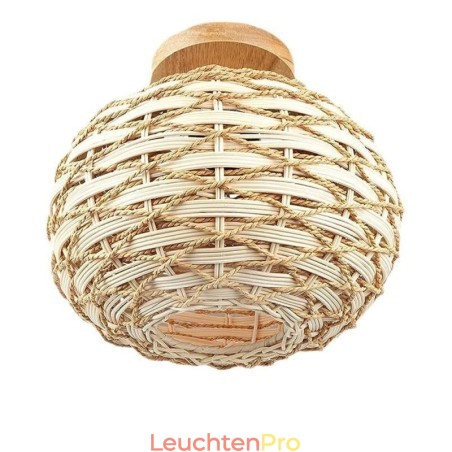 Holzfarbener Kürbis-Lampenschirm mit Papierseil und Rattan-Gewebe Holzfarbener Kürbis-Lampenschirm mit Papierseil und Rattan-Gewebe