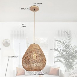 Nordische Retro Deckenleuchte Naturpapier Seil handgewebt Lampenschirm