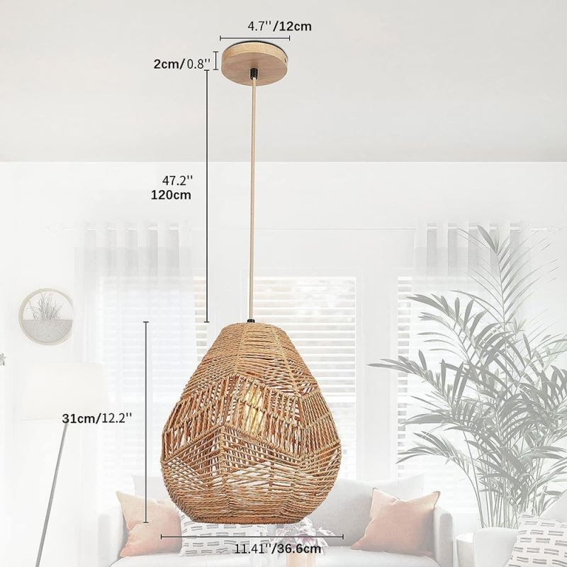 Nordische Retro Deckenleuchte Naturpapier Seil handgewebt Lampenschirm