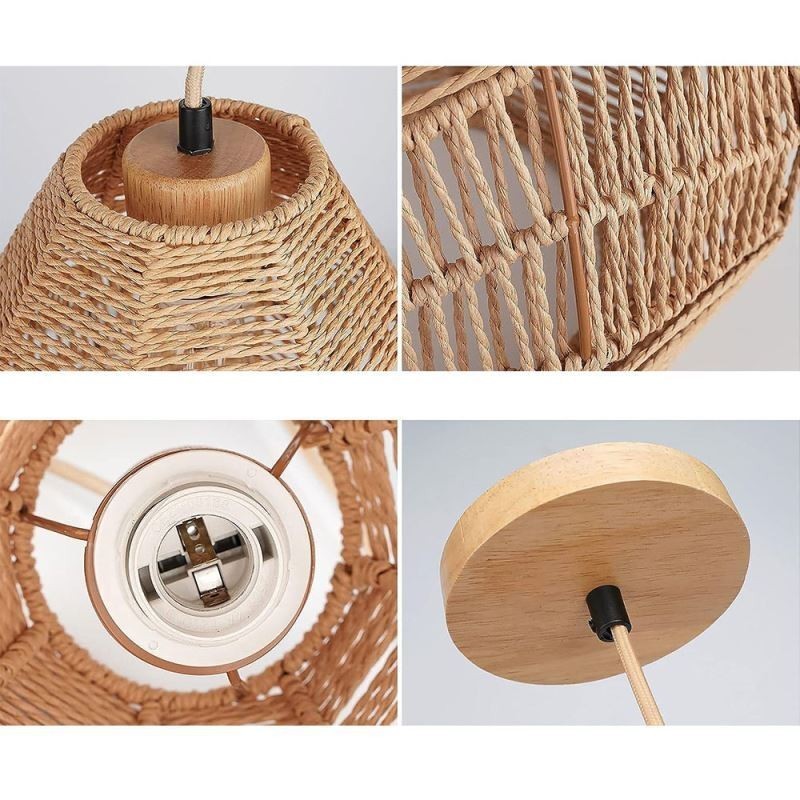 Nordische Retro Deckenleuchte Naturpapier Seil handgewebt Lampenschirm