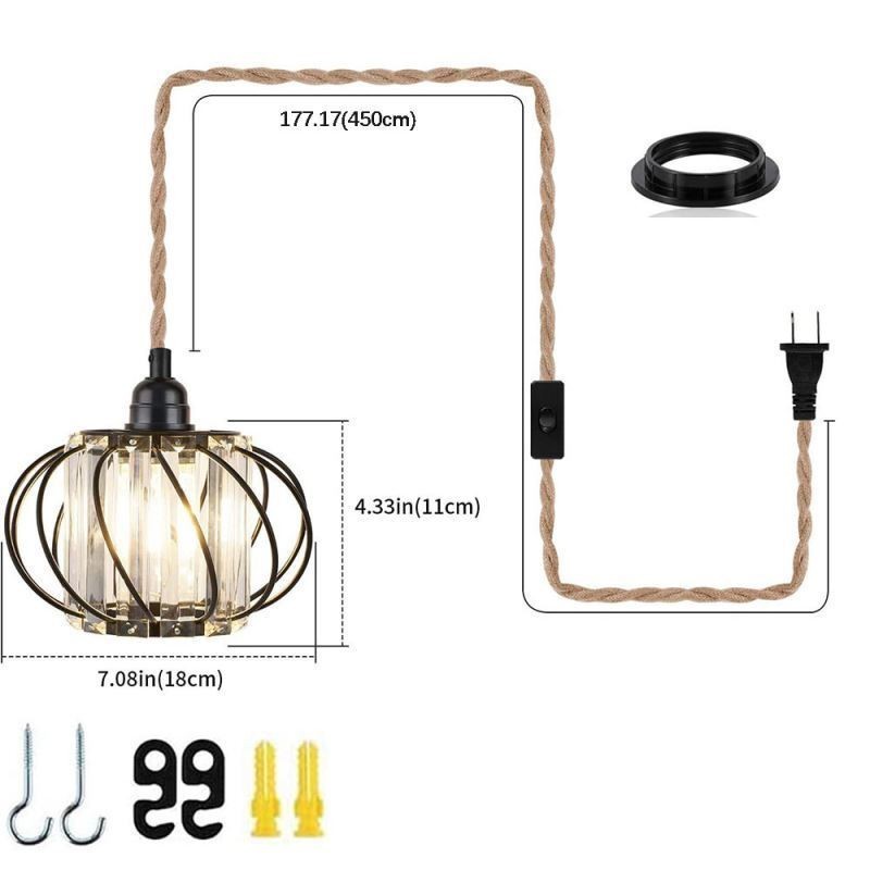 Retro Country Deckenleuchte Hanfseil Eisen Nachttisch Pendelleuchte mit Stecker