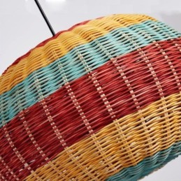Bambus und Rattan Pendelleuchte bunt gestreift Intervall handgewebte Lampenschirm Deckenleuchte
