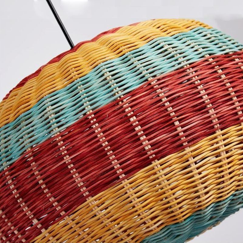Bambus und Rattan Pendelleuchte bunt gestreift Intervall handgewebte Lampenschirm Deckenleuchte