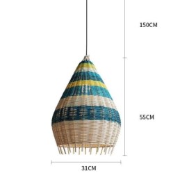 Bambus und Rattan Pendelleuchte gestreift Intervall handgewebte Lampenschirm Deckenleuchte