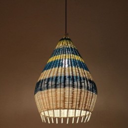 Bambus und Rattan Pendelleuchte gestreift Intervall handgewebte Lampenschirm Deckenleuchte