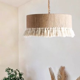 Retro Pendelleuchte Böhmischer Stil Hanfseil Quaste Deckenleuchte