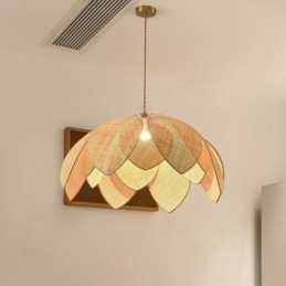 Rattan Lotus Pendelleuchte Cafe Retro Rattan Art Deckenleuchte